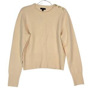 J. Crew Women’s Ivory Gold Shoulder Buttons Pullover Crew Neck Sweater XL NEW